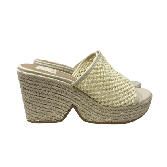Dolce Vita Shoes - Dolce Vita Womens Saydie Cream Raffia Slip On Wedge Platform Sandals  Size 9.5